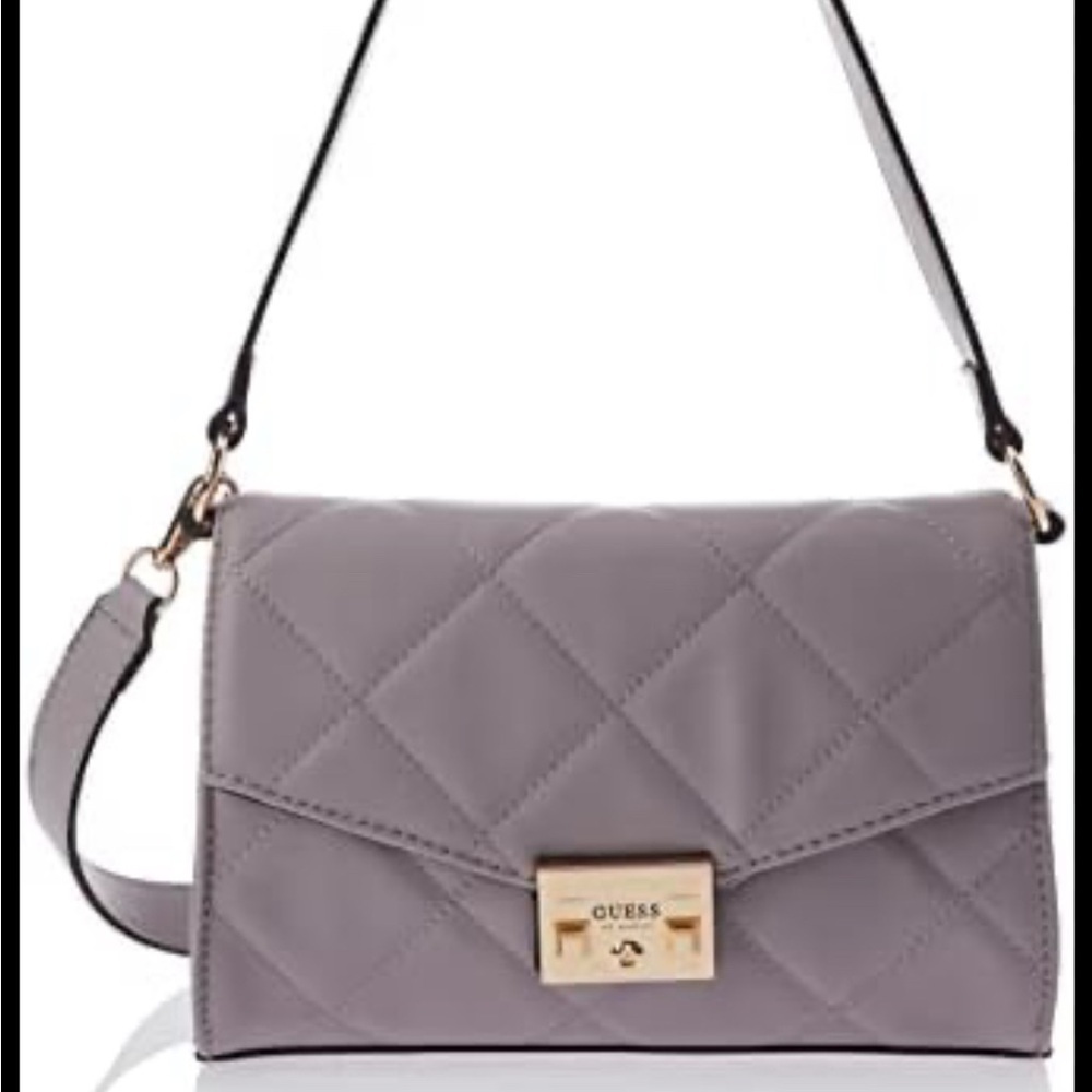 Guess Quilted Crossbody Bag in Gray Purple NWOT